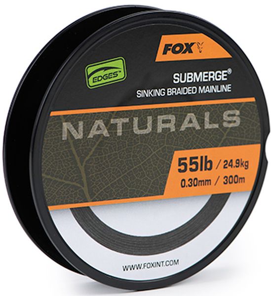 Fir Textil Fox Submerge Naturals Sinking Braid, Black, 29.5kg, 65lbs, 0.38mm, 600m