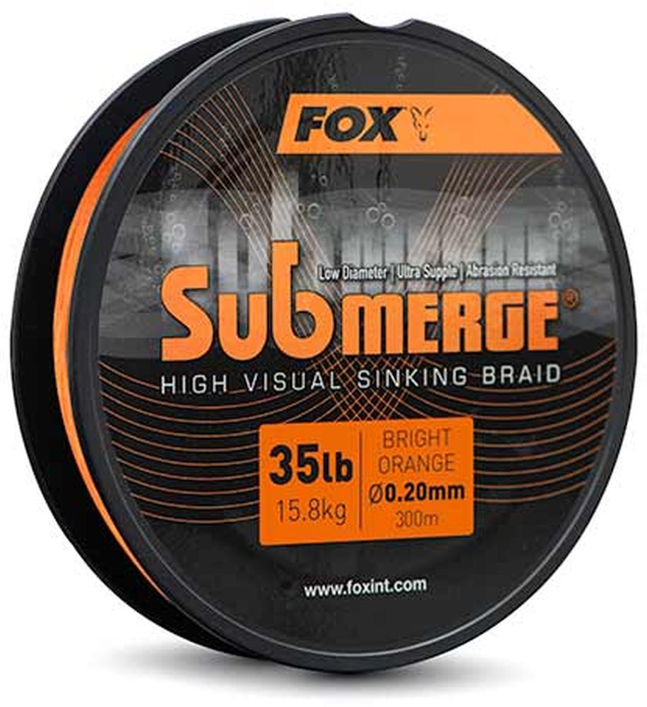 Fir Textil Fox Submerge Sinking Braid, Orange, 24.9kg, 55lbs, 0.30mm, 600m