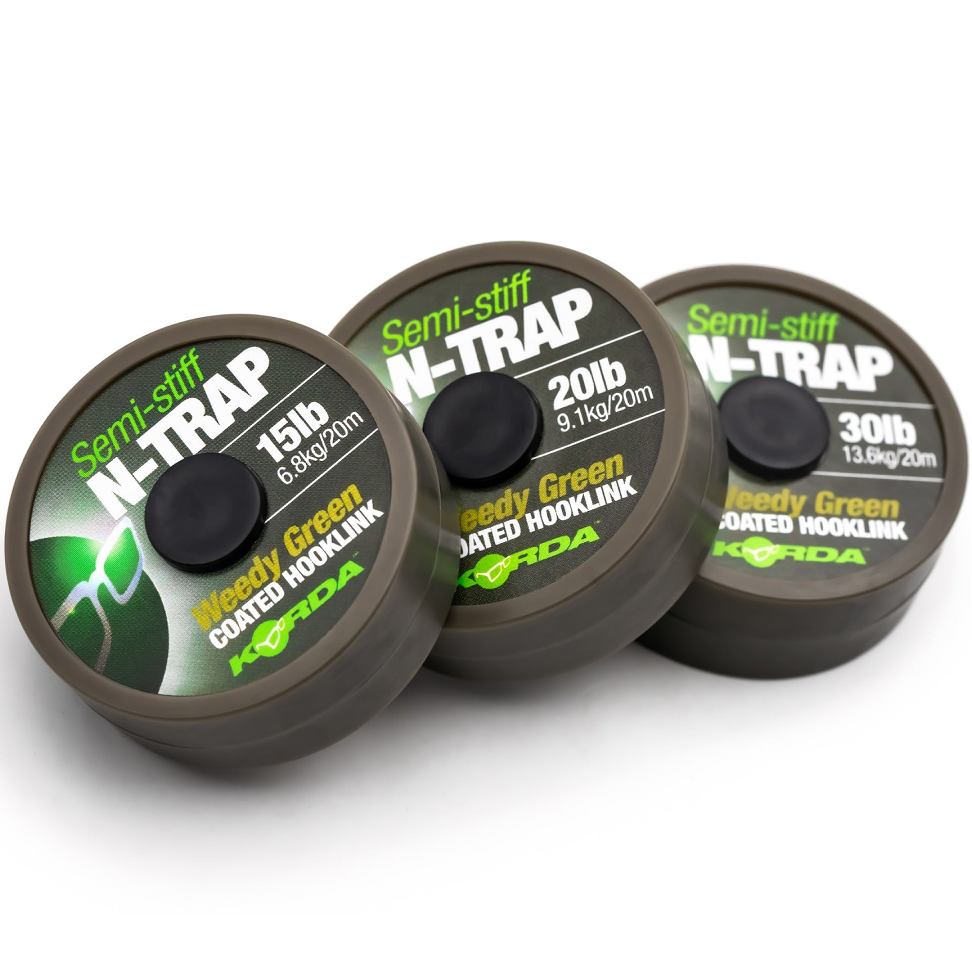 Fir Textil KORDA N-Trap Semi Stiff Coated, Weedy Green, 20lbs, 20m