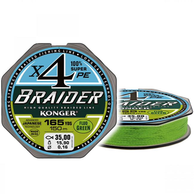 Fir Textil Konger Braider X4 Fluo Green 150m