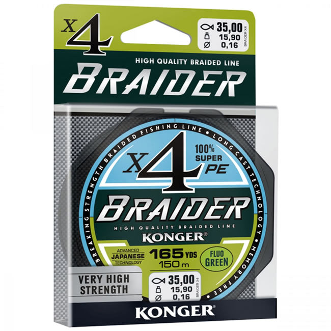 Fir Textil Konger Braider X4 Fluo Green 150m
