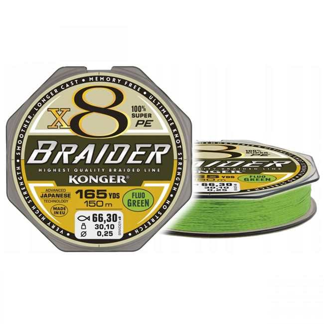 Fir Textil Konger Braider X8 Green Fluo 150m