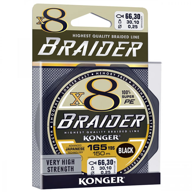 Fir Textil Konger Rigging Line Braider X8 Black, 10m, 0.14mm, 17.5kg 