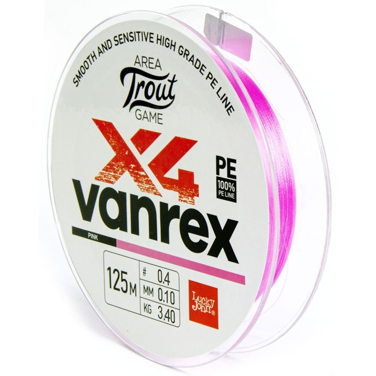 Fir Textil Lucky John Vanrex Area Trout Game X4 Braid Fluo Pink 125m