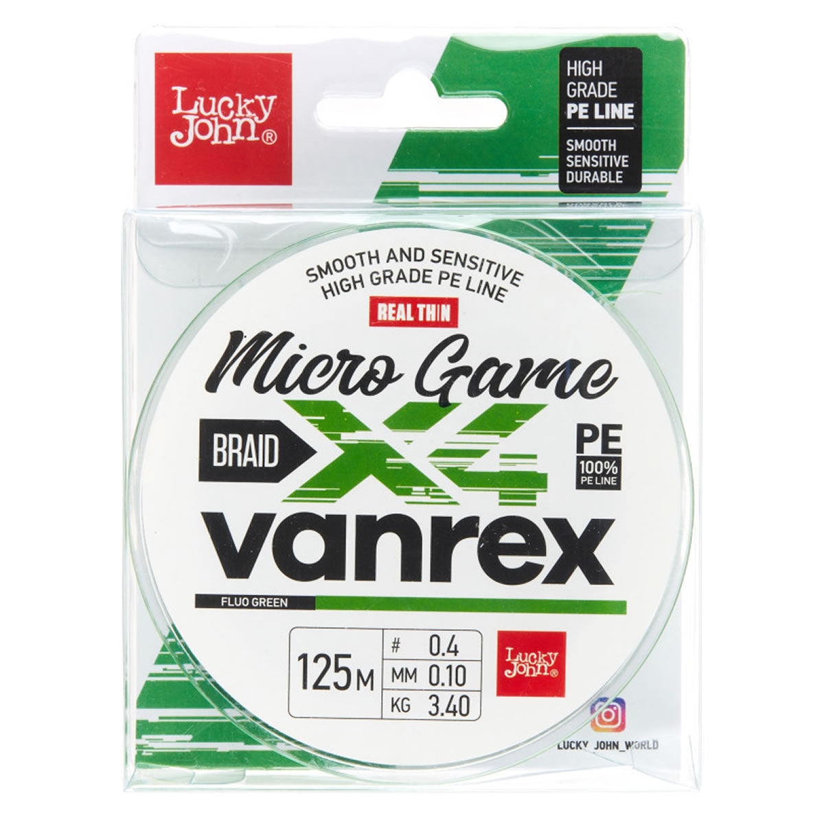 Fir Textil Lucky John Vanrex Micro Game X4 Braid Fluo Green 125m