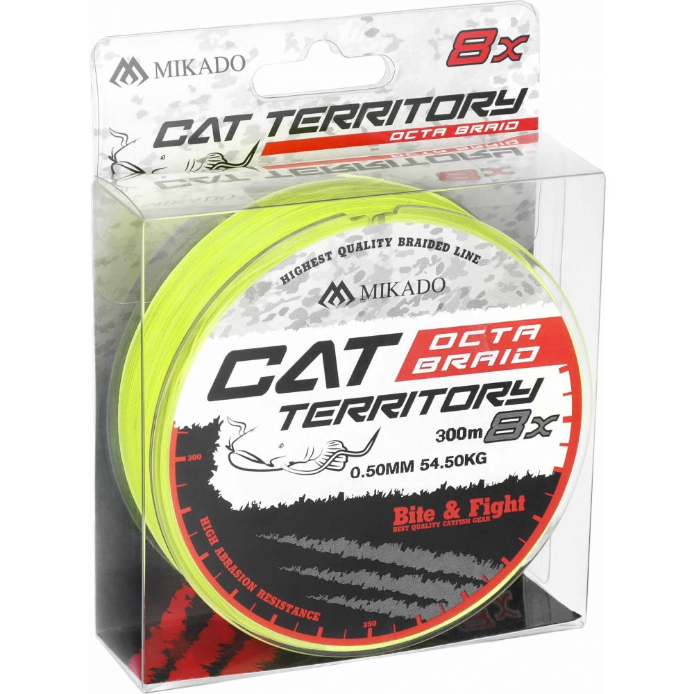 Fir Textil MIKADO Cat Territory Octa Braid, Fluo Yellow, 0.50mm, 53.3kg, 300m