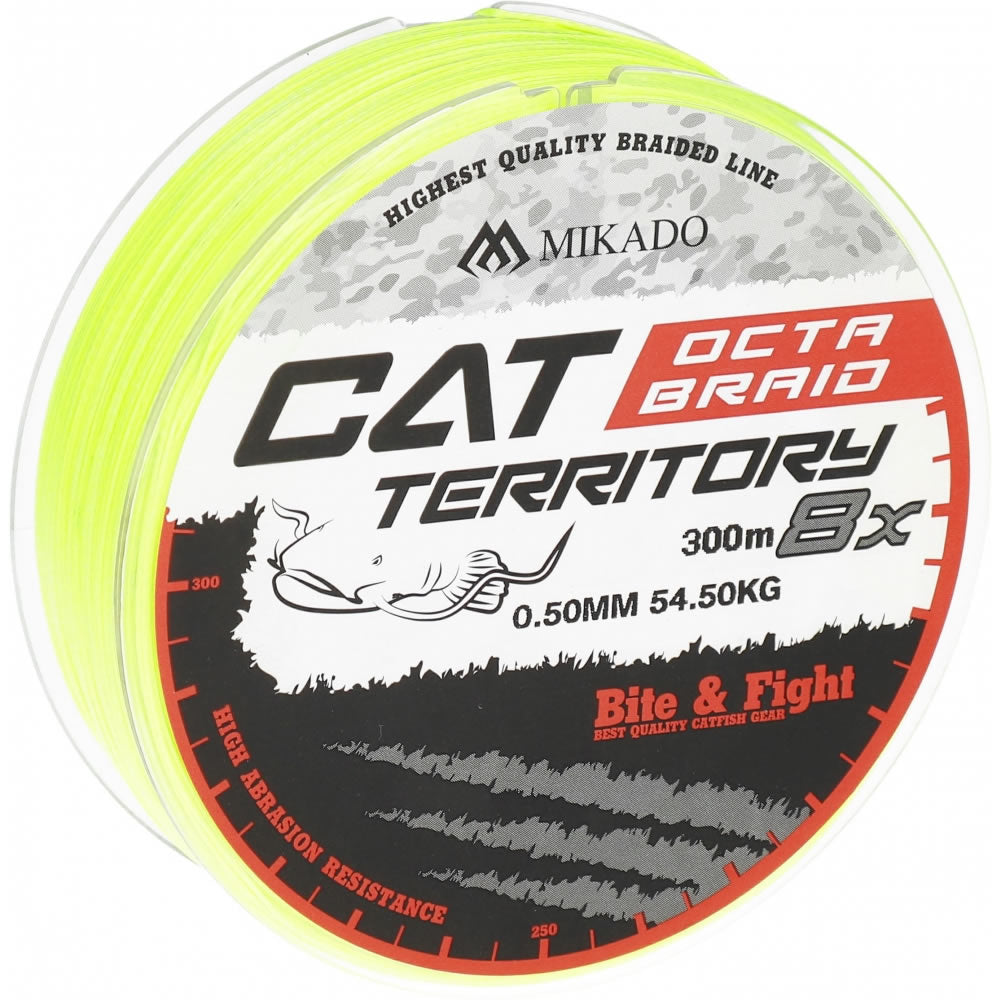 Fir Textil MIKADO Cat Territory Octa Braid, Fluo Yellow, 0.50mm, 53.3kg, 300m