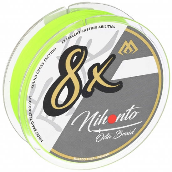 Fir Textil MIKADO Nihonto Octa Braid,  Fluo Yellow, 0.08mm, 5.15kg, 150m