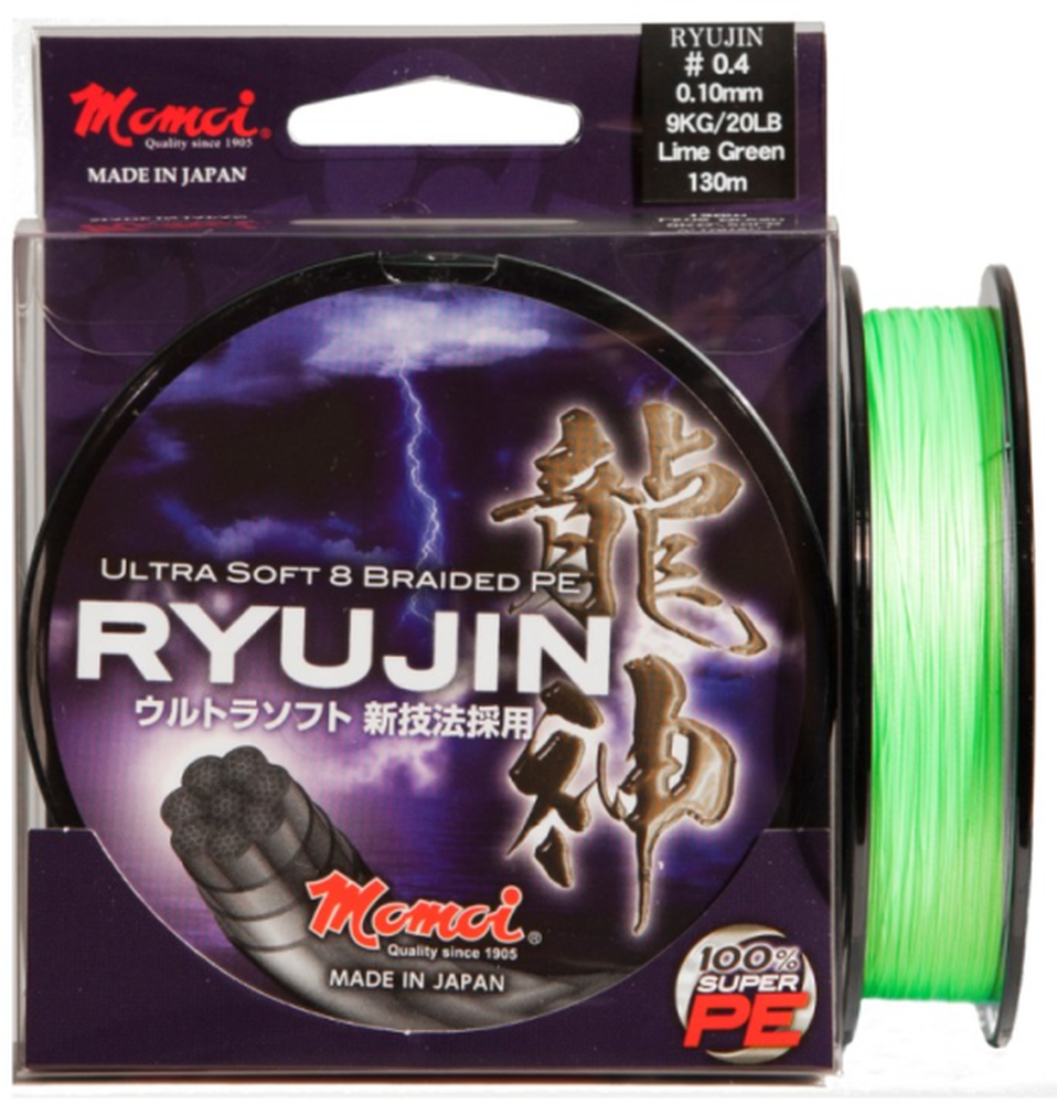 Fir Textil Momoi Ryujin PE Braided, Lime Green, 6kg, 0.06mm, 130m