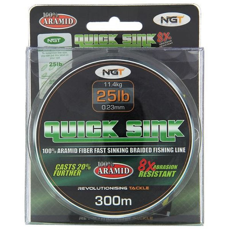 Fir Textil NGT Quick Sink, Moss Green, 0.20mm, 9kg/20lb, 300m