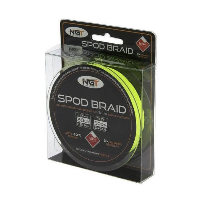 Fir Textil NGT Teflon Caated Spod Braid, Fluo, 0.28mm, 300m