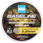 Fir Textil Nash Baseline Sinking Braid, UV Yellow, 9.07kg, 20lbs, 0.20mm, 600m