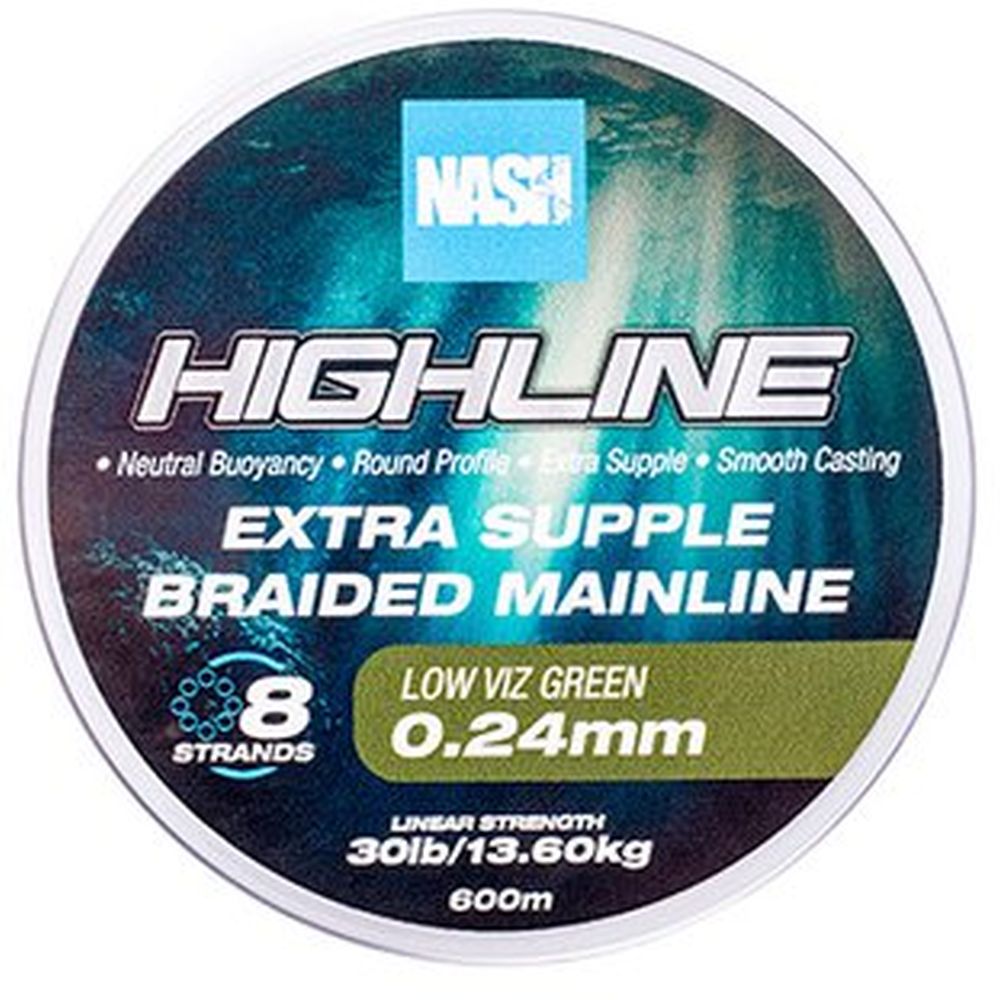 Fir Textil Nash Extra Supple Braid, Low Viz Green, 11.33kg, 25lbs, 0.18mm, 600m