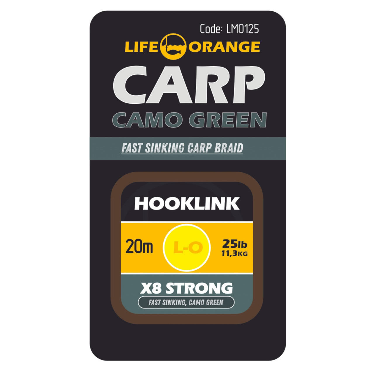 Fir Textil Orange Hooklink x8 Camo Green, 25lb, 20m