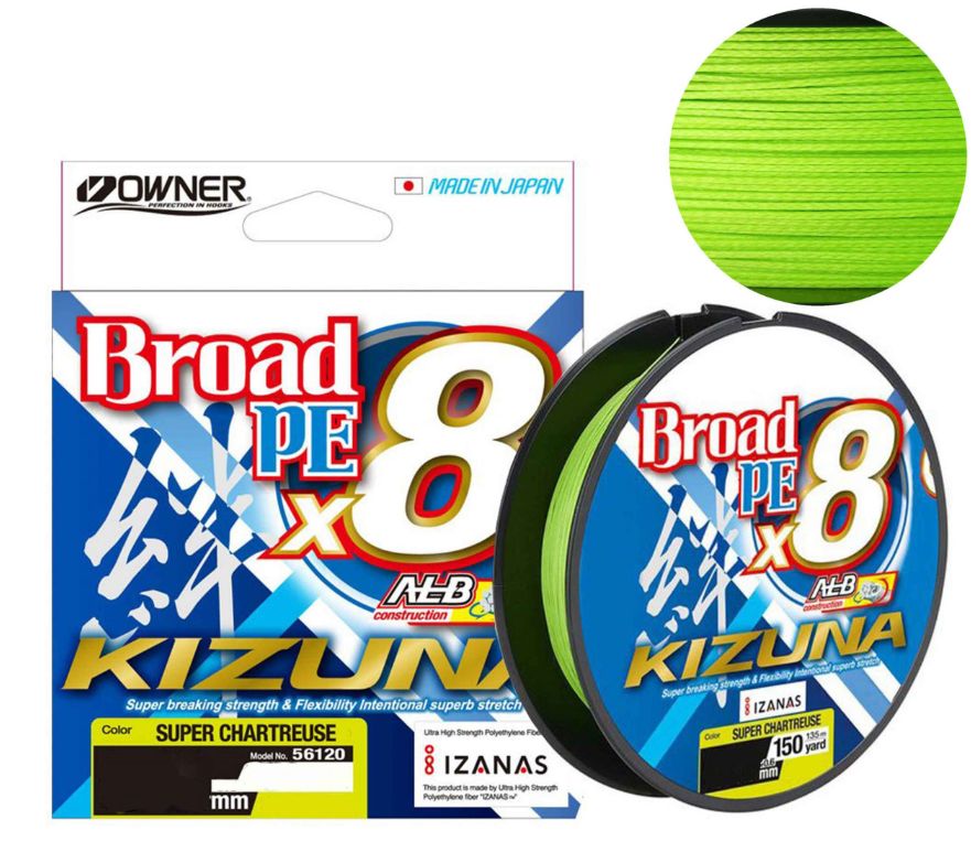 Fir Textil Owner Kizuna X8 Broad, 8.20kg, 0.15mm, Chartreuse, 135m
