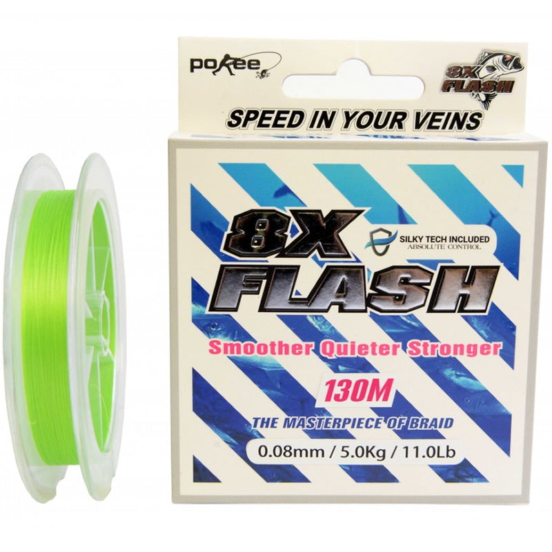 Fir Textil Pokee 8 X Flash Smart PE Braid Lime Green 130m