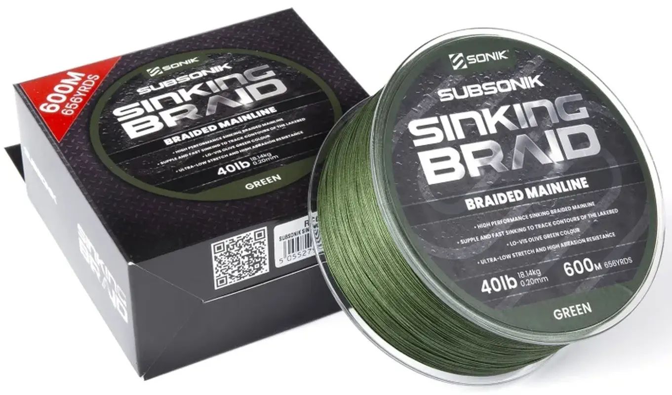 Fir Textil SONIK Subsonik Sinking Braid Olive, 18.4kg-40lbs, 0.20mm, 600m 