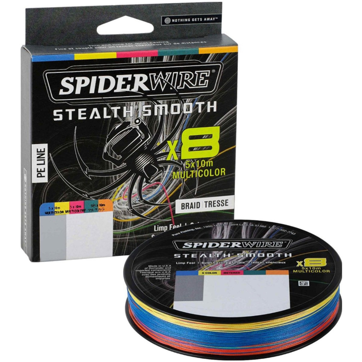 Fir Textil SPIDERWIRE Stealth Smooth 8X8 PE Braid, Multicolor, 300m, 0.19mm, 18kg