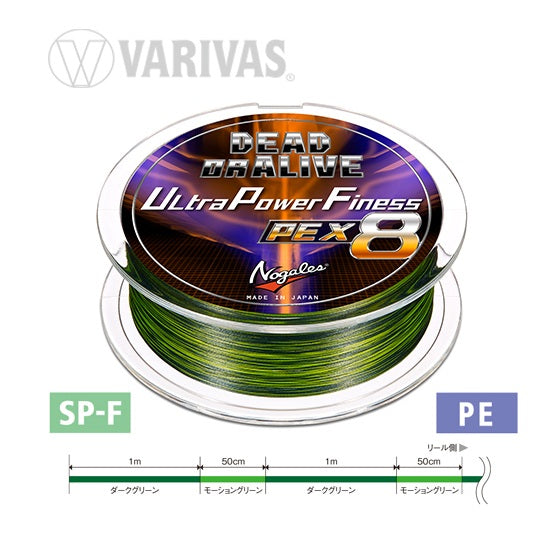 Fir Textil Varivas FIR DEAD OR ALIVE ULTRA POWER FINESSE PE X8 150m 37lb Marking Green