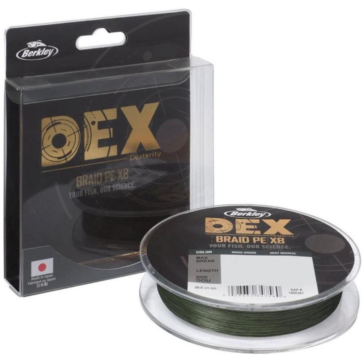 Fir TextilBERKLEY DEX Braid x8, 150m, Moss Green, 0.08mm, 6.8kg