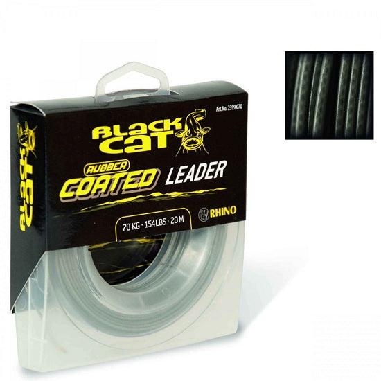 Fir textil Black Cat Rubber Coated Leader 0.80mm 70kg 20m