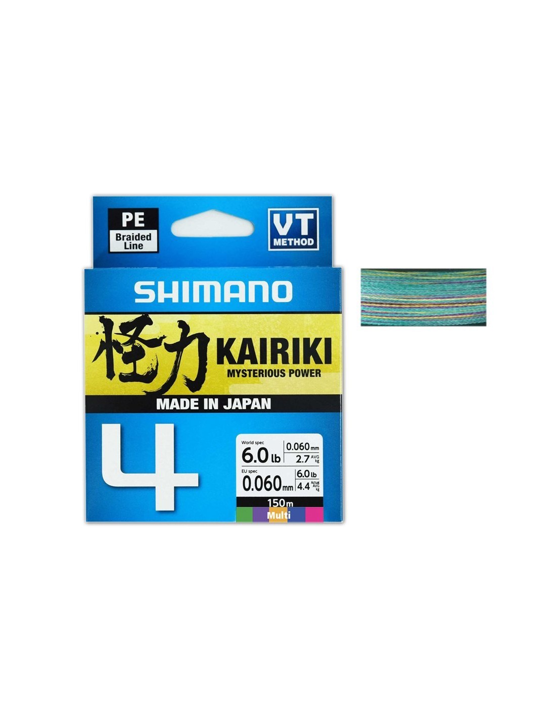 Fir textil Shimano Kairiki 4 PE Braid Multi Color 0.10mm 6.8kg 150m