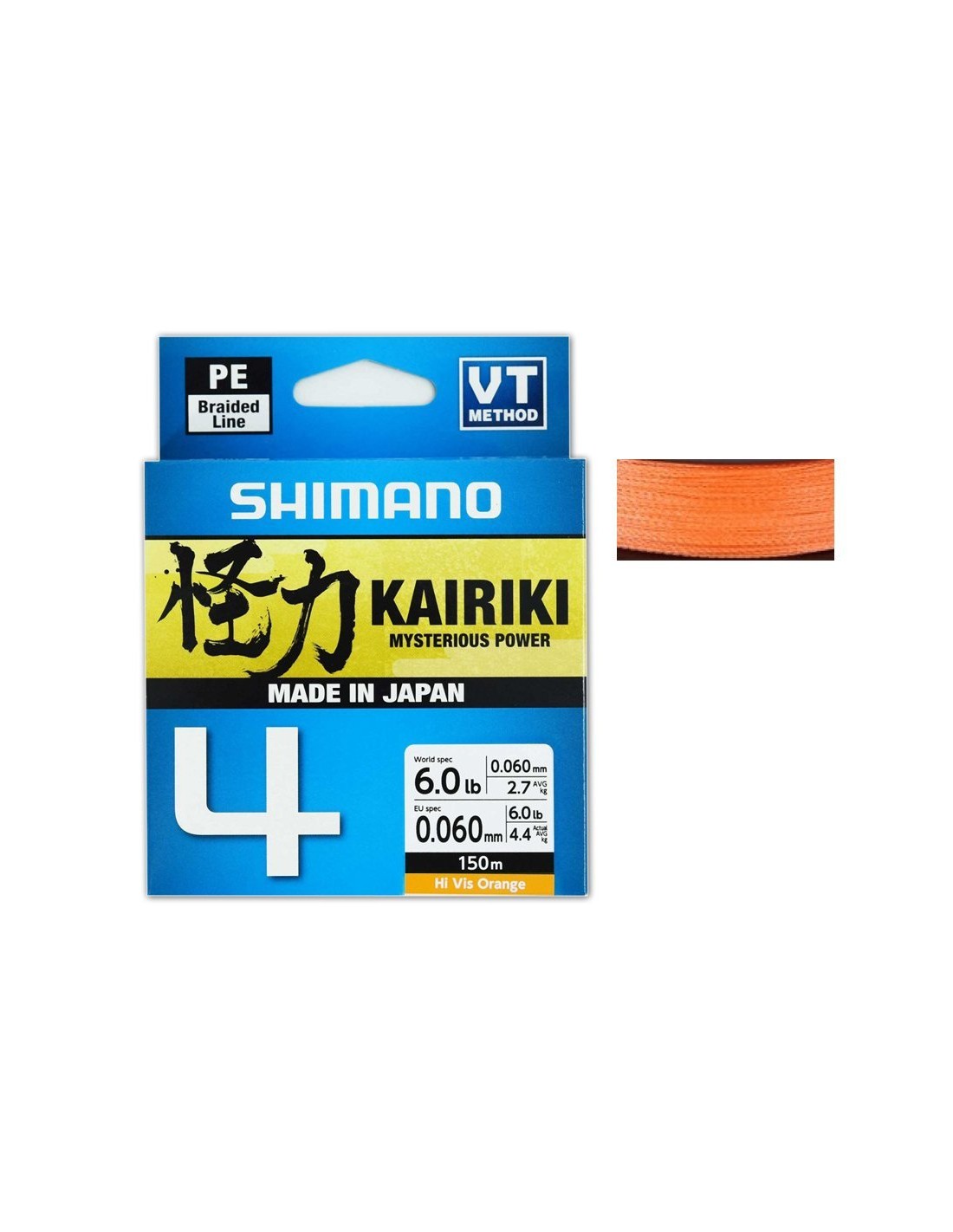 Fir textil Shimano Kairiki 4 PE Braid Orange 0.10mm 6.8kg 150m
