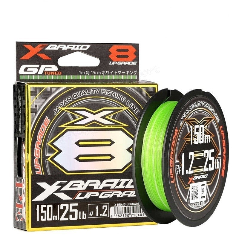 Fir textil YGK X-Braid X8 Upgrade PE Fluo Green 0.185mm 11.34kg 150m