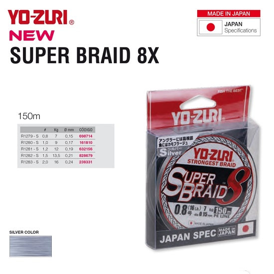 Fir textil Yo-Zuri Super Braid 8X Silver 150m