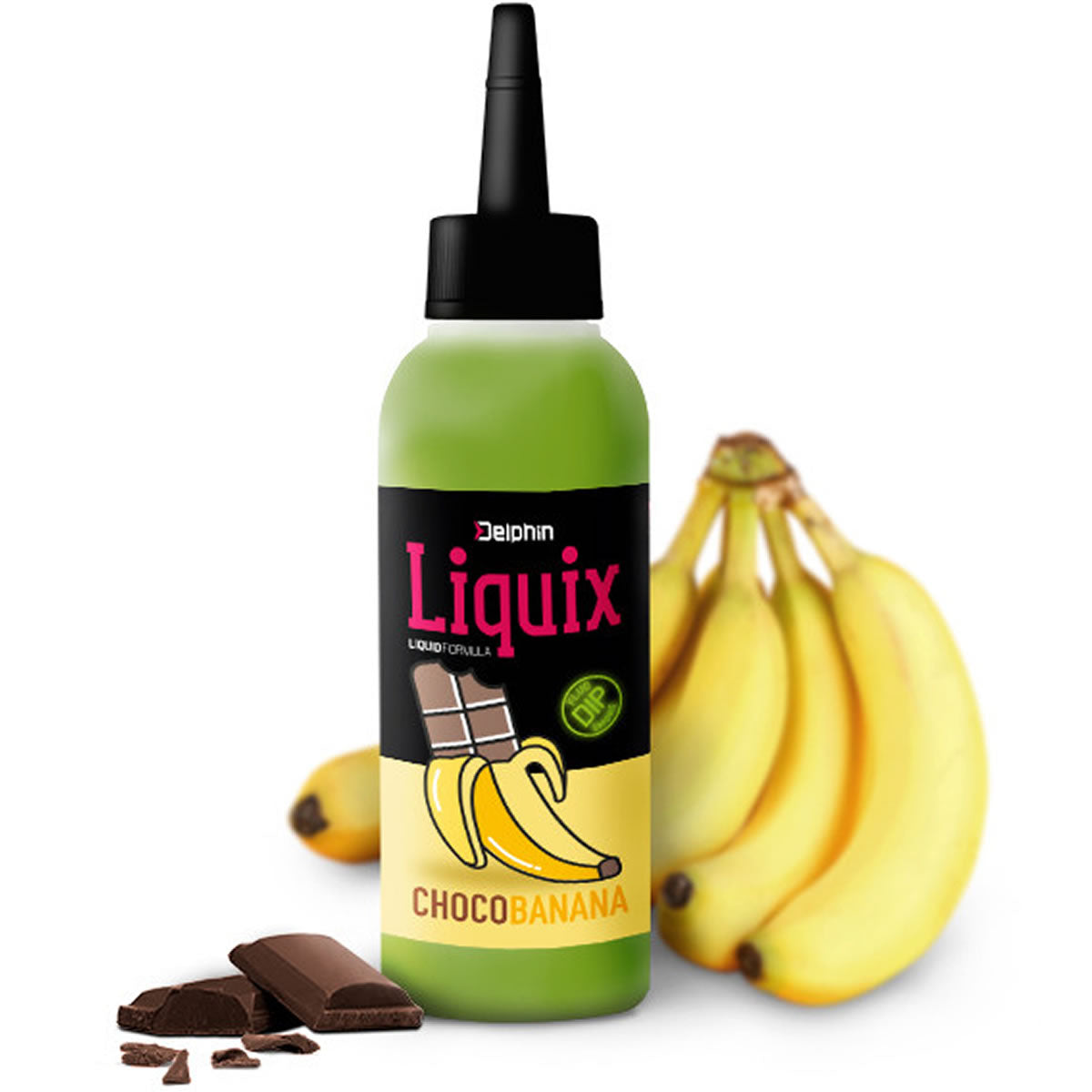 Fluo Smoke Dip Delphin D Snax Liquix, Ciocolata &amp; Banana, 100ml