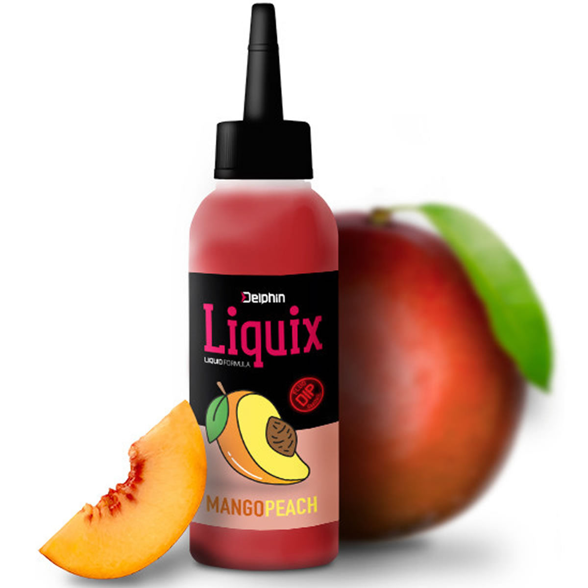 Fluo Smoke Dip Delphin D Snax Liquix, Mango &amp; Piersica, 100ml