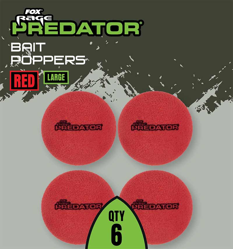 Fox Rage Predator Bait Poppers, Medium, Red, 8buc/pac