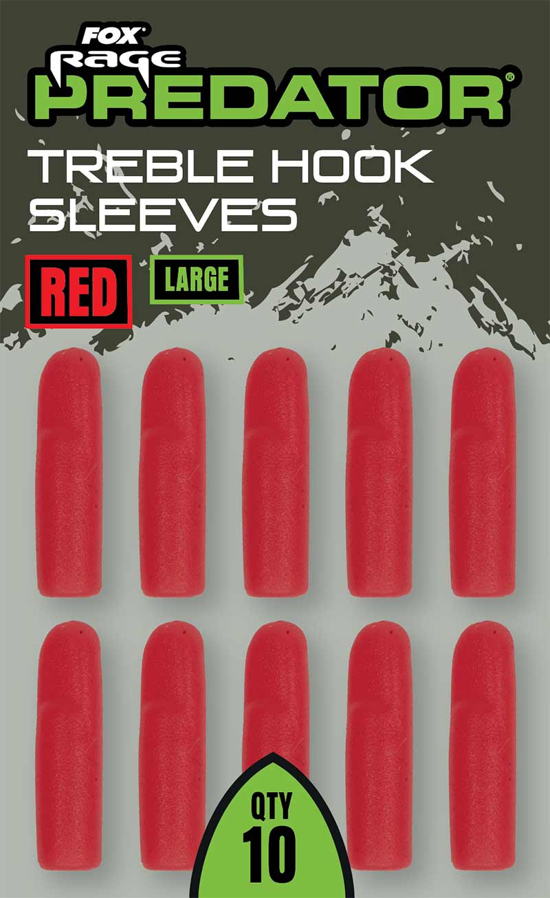 Fox Rage Predator Red Treble Hook Sleeves, Large, 5buc/pac