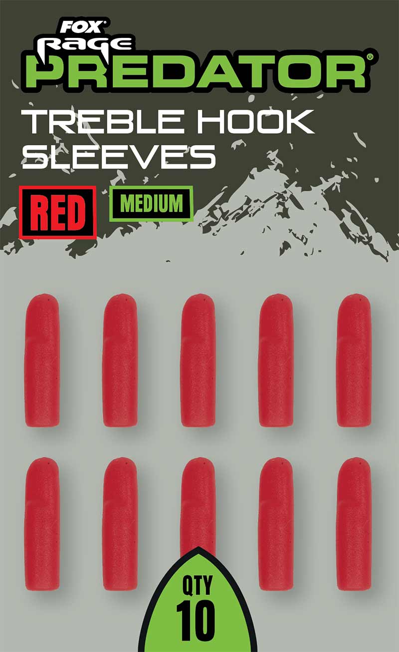 Fox Rage Predator Red Treble Hook Sleeves, Medium, 5buc/pac