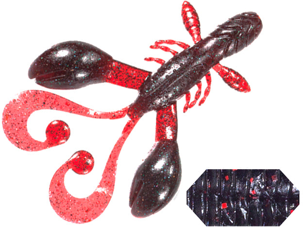 GRUB COLMIC RUGBY CRAW 4.5" 11.4cm BLACK RED FLK