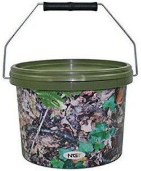 Galeata NGT Pentru Nada Cu Capac Si Maner Metalic, Camo, 2.5L