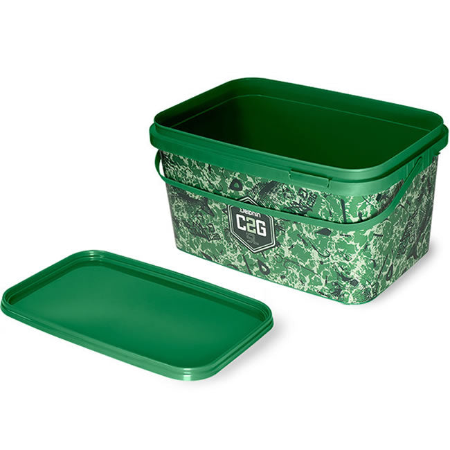 Galeata Patrata cu Capac Delphin Verde / C2G Camouflage, 5L