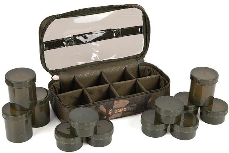 Geanta Fox Camolite 12 Pot Hookbait Case, 32.5x16.5x9.5cm