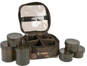 Geanta Fox Camolite 6 Pot Hookbait Case, Camo, 17x16.5x9.5cm