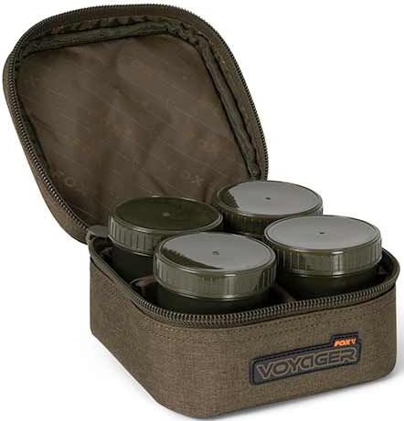 Geanta Fox Voyager 6 Pot Hookbait Case, Kaki, 17x17x10cm
