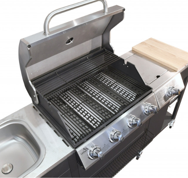Gratar Pe Gaz Vicenza, 4 Arzatoare Si Arzator Lateral TT13060, 200x60cm
