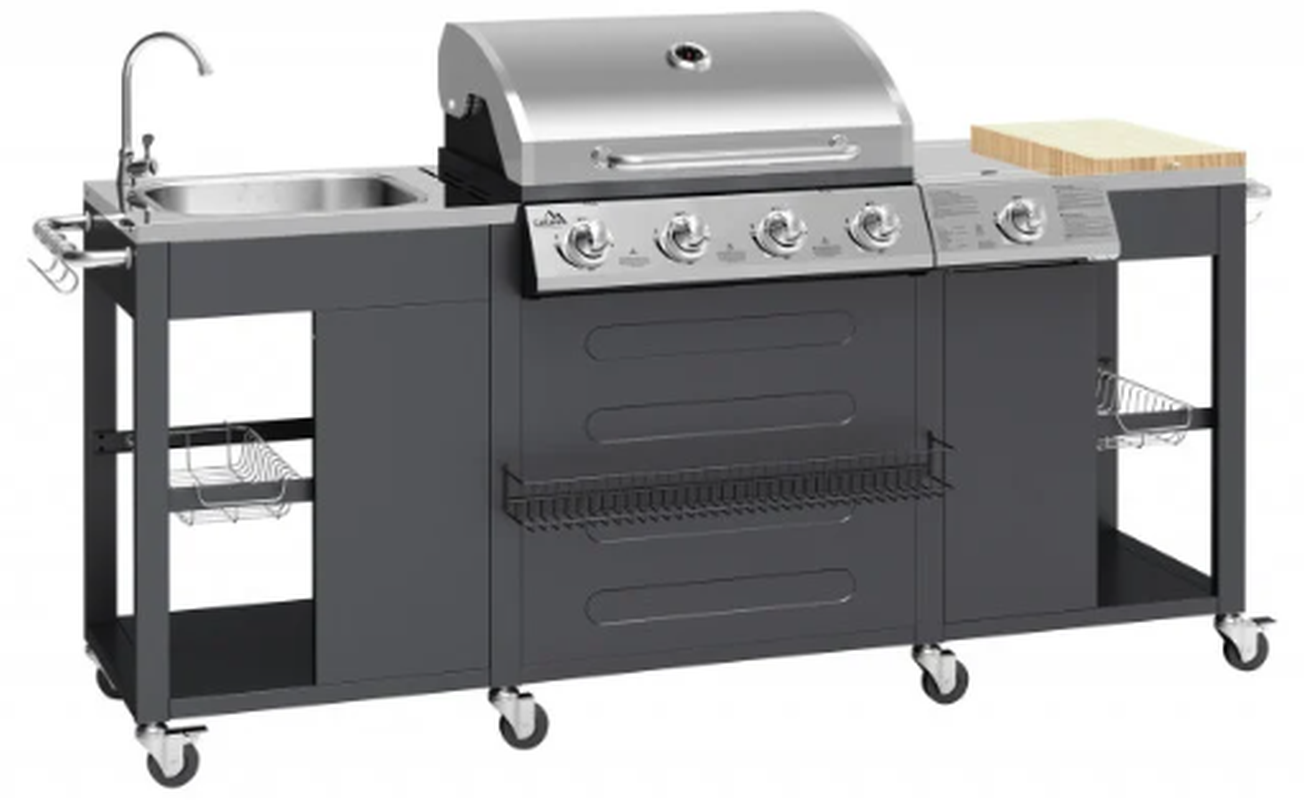 Gratar Pe Gaz Vicenza, 4 Arzatoare Si Arzator Lateral TT13060, 200x60cm