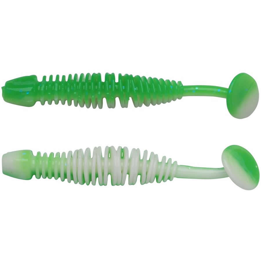 Grub BERKLEY PowerBait Power Leech, Green / White, 6cm, 10buc/pac