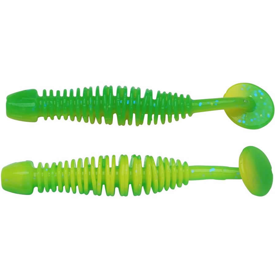 Grub BERKLEY PowerBait Power Leech, Spring Green / Sunshine Yellow, 5cm, 12buc/pac