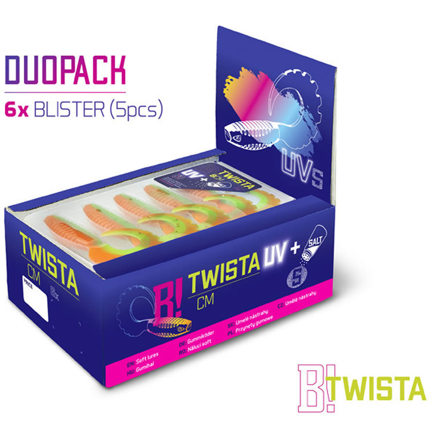 Grub DuoPACK BOX Delphin TWISTA UVs BERRY, 8cm, 30buc/pac