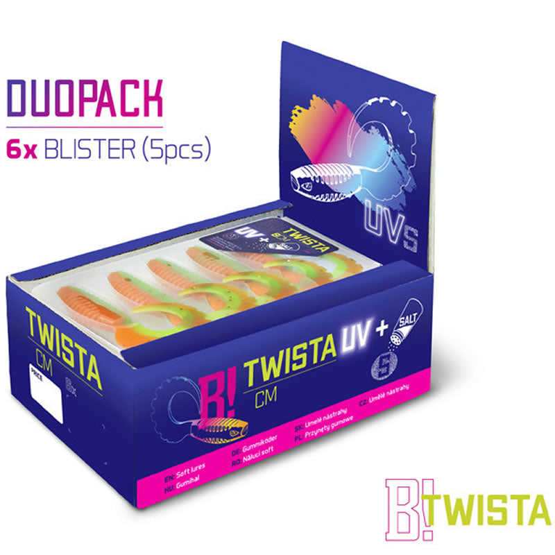 Grub DuoPACK BOX Delphin TWISTA UVs RedFACE,10cm, 30buc/pac
