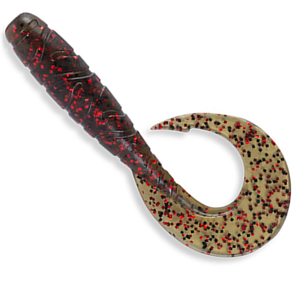 Grub FISHUP Mighty Grub 10cm, Green Pumpkin Red &amp; Black, 7buc/pac