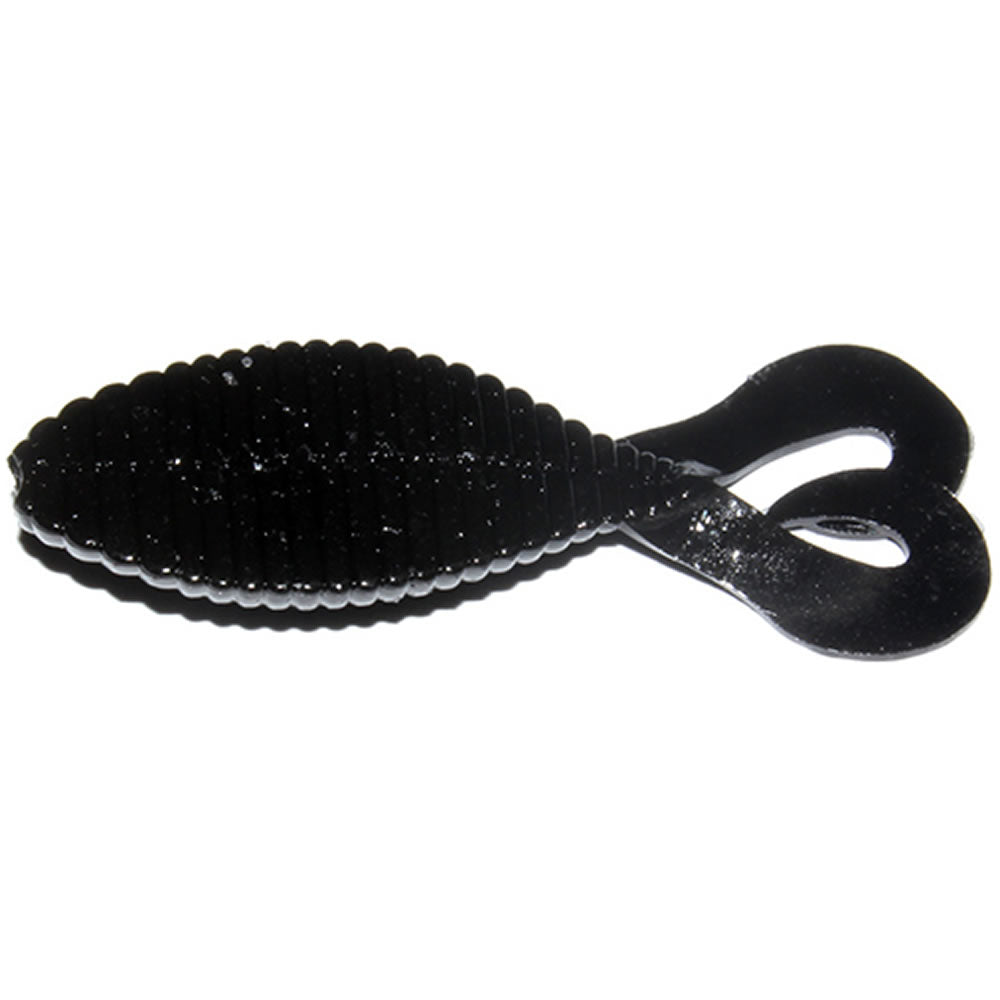 Grub Hide Up Stagger Wide Twintail 2.2", 109 Black Solid, 5.6cm, 8buc/pac