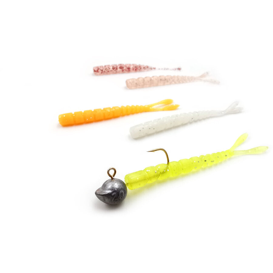 Grub Mustad Aji Micro Pilo, Clear Silver Glitter, 5cm, 15buc/pac
