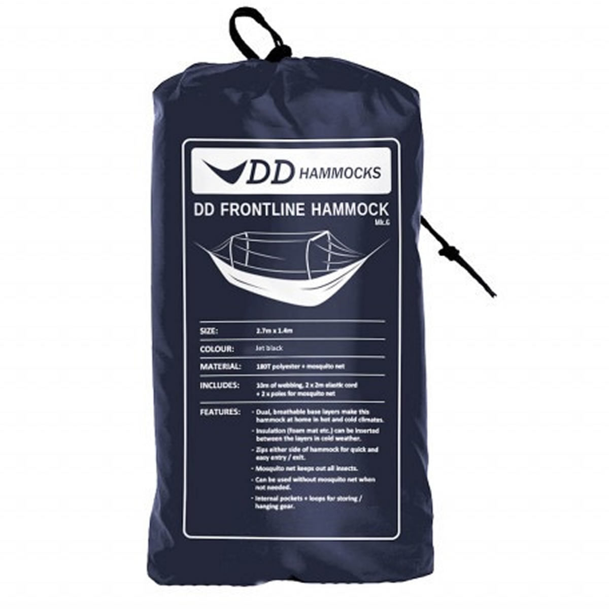 Hamac Frontline Jet Black DD Hammocks 2.7mx1.4m 